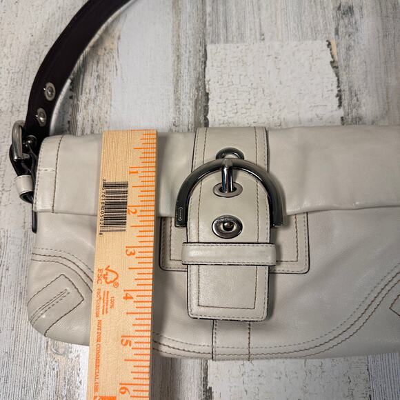 Coach Soho Flap Shoulder Bag White & Brown Leather Style 8A05 | Y2K - Picture 8 of 11